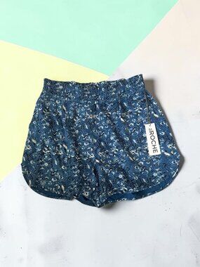 ST ROCHE Blue Floral High Waist Shorts Size XL NEW NWT